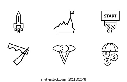 Juego de iconos de inicio, vector de estilo de contorno