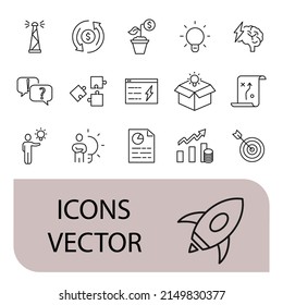 Startup icons set . Startup pack symbol vector elements for infographic web