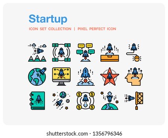 Startup Icons Set. UI Pixel Perfect Well-crafted Vector Thin Line Icons. The illustrations are a vector.