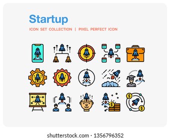 Startup Icons Set. UI Pixel Perfect Well-crafted Vector Thin Line Icons. The illustrations are a vector.