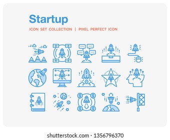 Startup Icons Set. UI Pixel Perfect Well-crafted Vector Thin Line Icons. The illustrations are a vector.