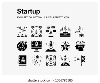 Startup Icons Set. UI Pixel Perfect Well-crafted Vector Thin Line Icons. The illustrations are a vector.