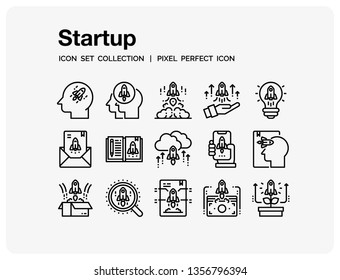 Startup Icons Set. UI Pixel Perfect Well-crafted Vector Thin Line Icons. The illustrations are a vector.