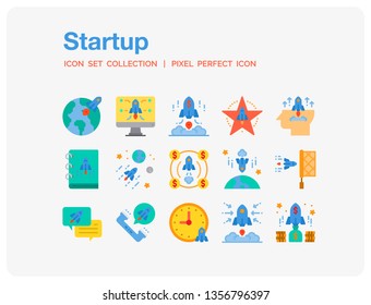 Startup Icons Set. UI Pixel Perfect Well-crafted Vector Thin Line Icons. The illustrations are a vector.