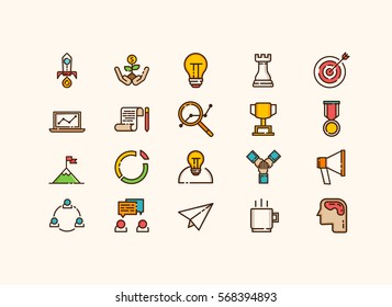 Startup icons set vector. thin line.