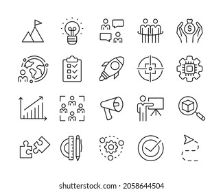 Startup Icons - Vector Line Icons. Editable Stroke. Vector Graphic