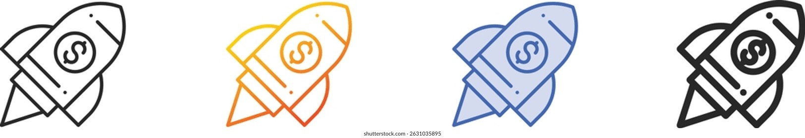 startup icon.Thin Linear, Gradient, Blue Stroke and bold Style Design Isolated On White Background