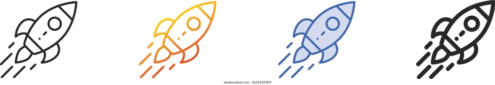 Startsymbol.Dünn linear, Farbverlauf, blauer Strich und fett Styling einzeln auf weißem Hintergrund