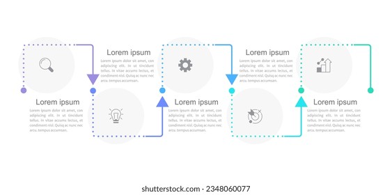 Startup idea efficiency infographic chart design template. Editable infochart with icons. Instructional graphics with 5 step sequence. Visual data presentation. Arial, Merriweather Sans fonts used