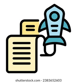Startup idea icon outline vector. Team office. Business idea color flat