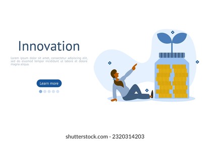 startup idea illustration set. characters have sustained revenue growth from new innovations. startup business innovation concept. vector illustration.