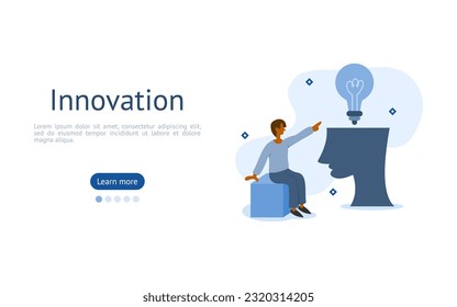 startup idea illustration set. characters come up with innovative ideas to make huge money. startup business innovation concept. vector illustration.