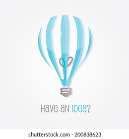 startup idea lightbulb in a form of air balloon