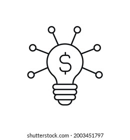 Lineares Symbol der Startidee Investitionen. Dünne, anpassbare Illustration. Contour-Symbol. Vektor-einzelne Rahmenzeichnung. Bearbeitbarer Hub
