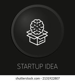 idea de inicio icono de línea vectorial mínima en botón 3D aislado en fondo negro. Vector Premium.