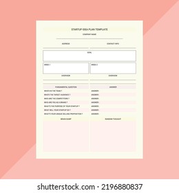 Startup idea plan template | startup business plan.