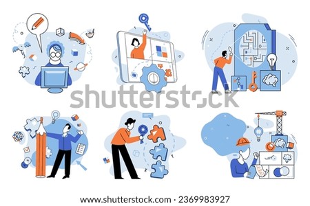 Startup idea. Vector illustration. Entrepreneurs who cnavigate challenges, overcome obstacles, and stay focused on their goals have higher chance turning their startup ideinto tangible reality