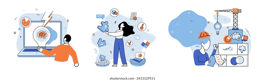 Startup idea. Vector illustration. Planning helps entrepreneurs anticipate challenges and make informed decisions, increasing chances their startup idethriving Technology plays vital role
