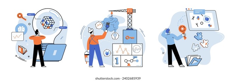 Idea de inicio. Ilustración vectorial. Las habilidades de gestión de proyectos son cruciales para asegurar que las ideas de inicio progresen sin problemas y alcancen sus objetivos deseados Creatividad es el impulso al combustible ideas de inicio