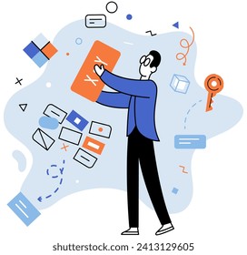 Startup idea. Vector illustration. Technology plays vital role in development startup idea It enables entrepreneurs to leverage digital tools, automation, and datanalytics to enhance their products