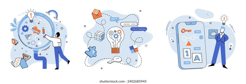 Startup idea. Vector illustration. A well-crafted plis essential for startup ideto thrive It serves as roadmap, outlining strategies and actions needed to achieve success Successful execution startup