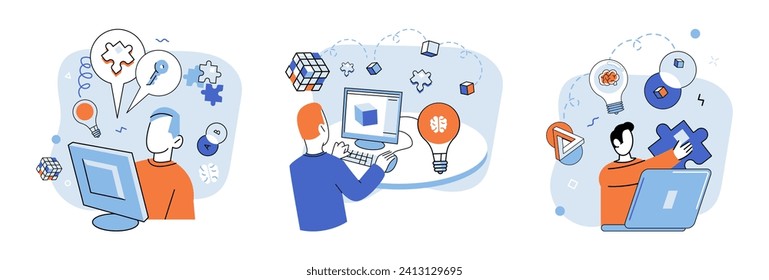 Startup-Idee. Vektorgrafik. Eine gut durchgearbeitete Präsentation schafft Interesse und Unterstützung für die Idee des Startup-Unternehmens. In weiten Landschaftsunternehmertum, Startup-Ideen Startpotenzial Mit Entwicklung