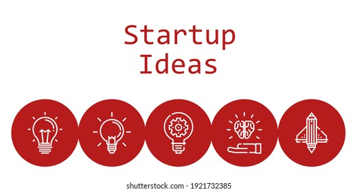 startup ideas background concept with startup ideas icons. Icons related idea, startup, ideas