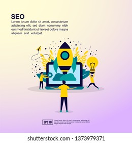 Startup illustration concept with character. Template for, banner, presentation, social media, poster, advertising, promotion
