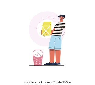 Startup illustration. Flat line vector modern concept illustration of a young man, startup metaphor. Concept of building new business, planning and strategy, teamwork and management, company processes