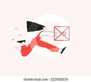 Startup illustration. Flat line vector modern concept illustration of young woman, startup metaphor. Concept of building new business, planning and strategy, teamwork and management, company processes