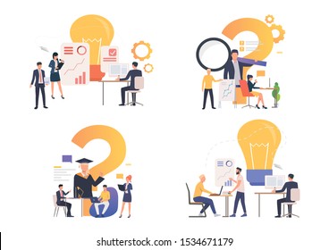 Startup illustration set. Manager, developers, student presenting new projects. Business concept. Vector illustration for landing pages, presentation slide templates