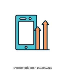 startup with infographic increase fill style icon vector illustration design
