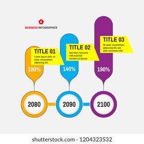 Startup infographic template with 3 steps. Business concept. Vector illustration for marketing, research, statistics and analytics.