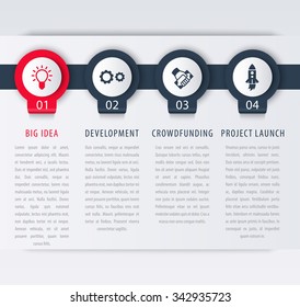 Startup infographic template elements, steps, timeline, vector illustration