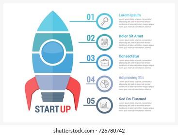 StartUp infographics with five steps, vector eps10 illustration