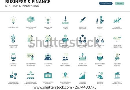Startup and Innovation Line Icons Pack Duo Color Style
