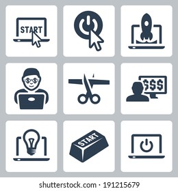 Start-up and internet business vector icons set