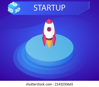 Startup isometric design icon. Vector web illustration. 3d colorful concept