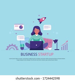Startup landing page web template Free Vector