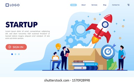 Startup landing page website illustration vector flat design 