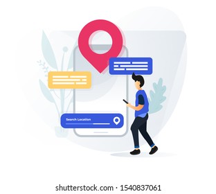 Startup landing pages. Mobile navigation, GPS navigation, location. Set of web pages. Modern web pages for web sites.