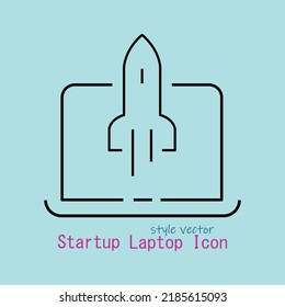 startup laptop icon in different style vector