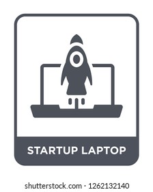 startup laptop icon vector on white background, startup laptop trendy filled icons from Startup stategy and success collection, startup laptop simple element illustration