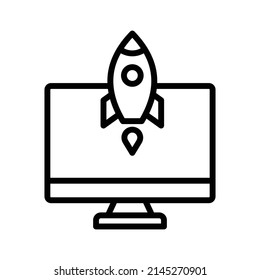 Startup laptop Vector icon which is suitable for commercial work and easily modify or edit it

