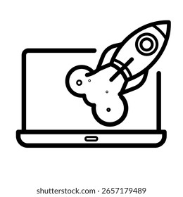 Startup launch, business growth - vector icon