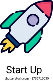 inicio, iniciar icono de línea de color aislado en fondo blanco
