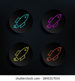 Startup launch dark badge color set icon. Simple thin line, outline vector of web icons for ui and ux, website or mobile application