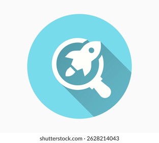 Startup launch flat icon. Simple illustration with long shadow for graphic and web design.