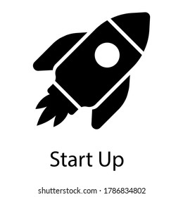 start-up, launch glyph icon isolated on white background