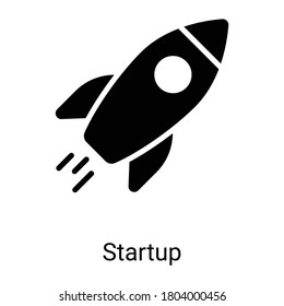 startup, launch glyph icon isolated on white background